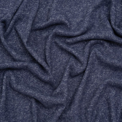 Cozy Brushed Stretch Rayon Sweater Knit - Heathered Bright Navy - Deadstock