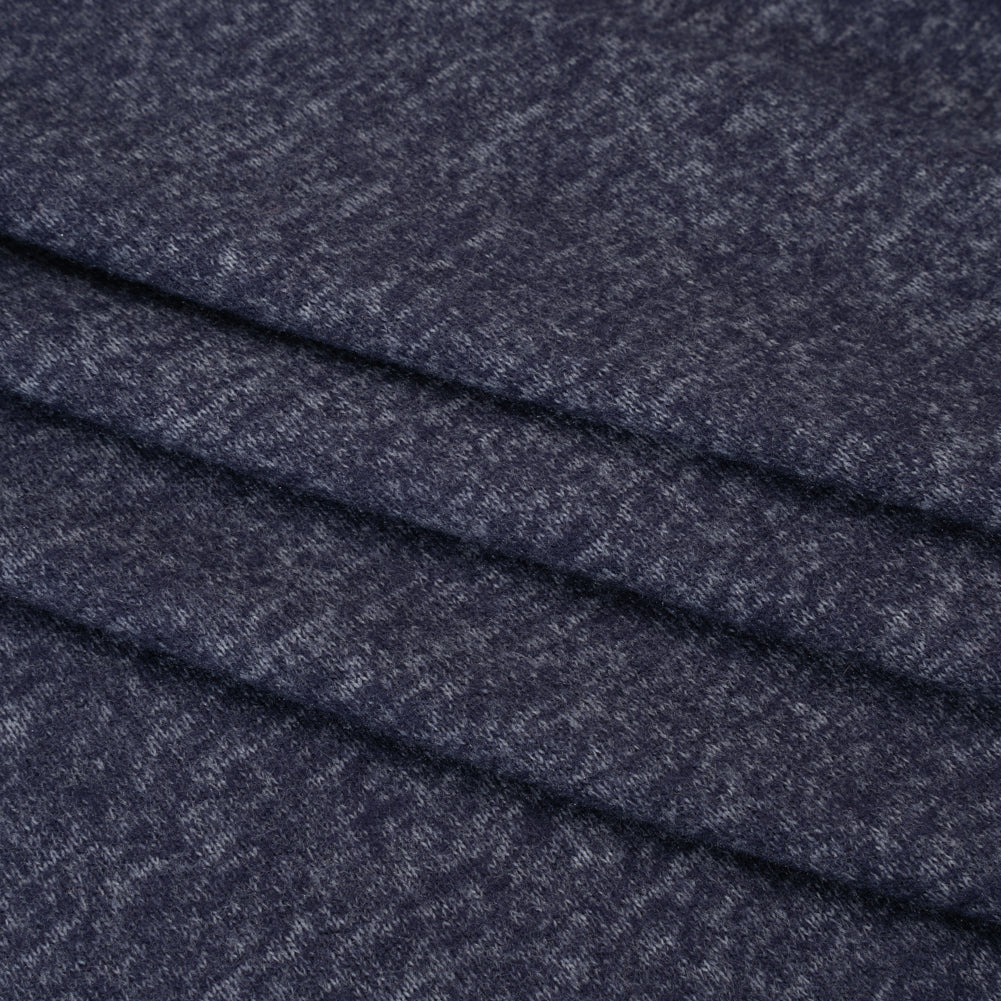 1 Yard of Cozy Brushed Stretch Rayon Sweater Knit - Heathered Navy Blue - Deadstock