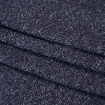 1 Yard of Cozy Brushed Stretch Rayon Sweater Knit - Heathered Navy Blue - Deadstock
