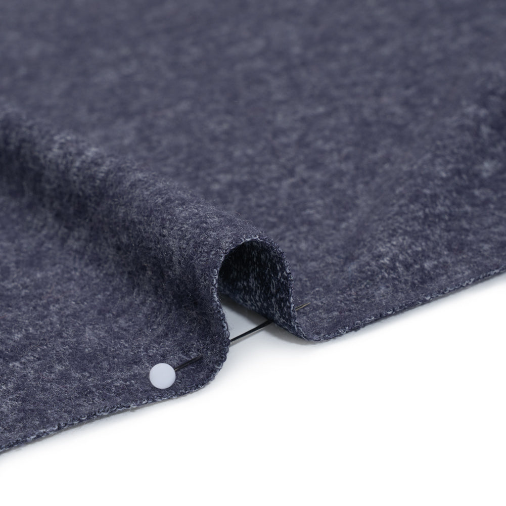 1 Yard of Cozy Brushed Stretch Rayon Sweater Knit - Heathered Navy Blue - Deadstock