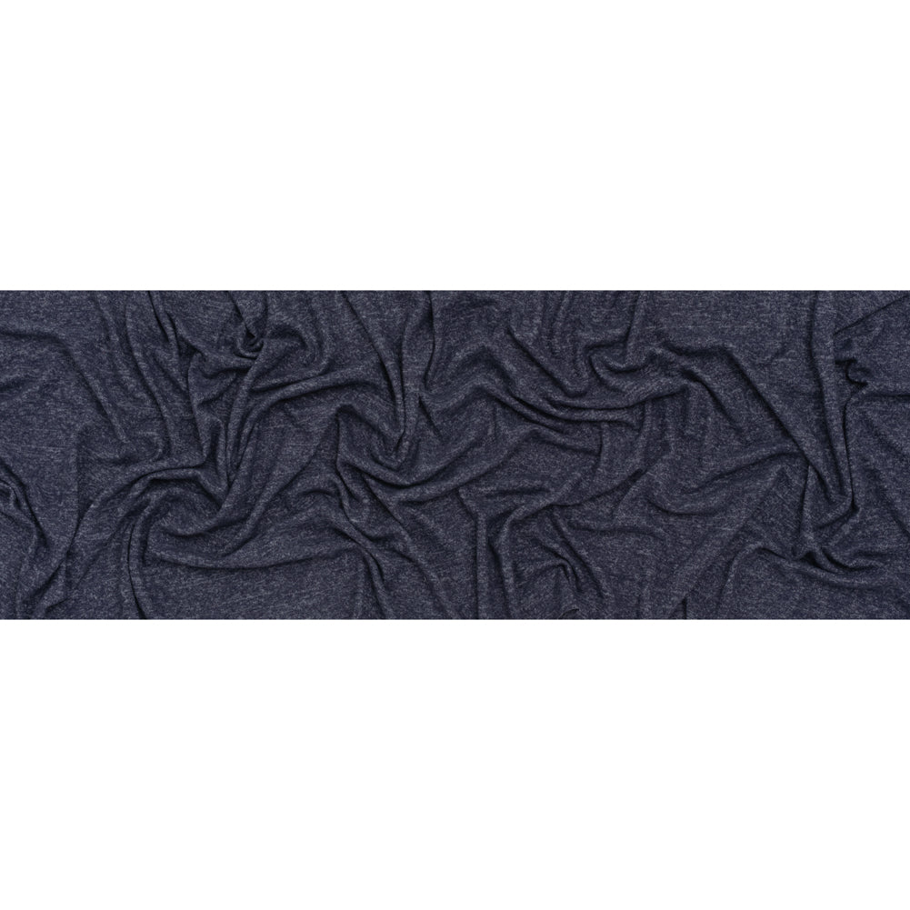 1 Yard of Cozy Brushed Stretch Rayon Sweater Knit - Heathered Navy Blue - Deadstock