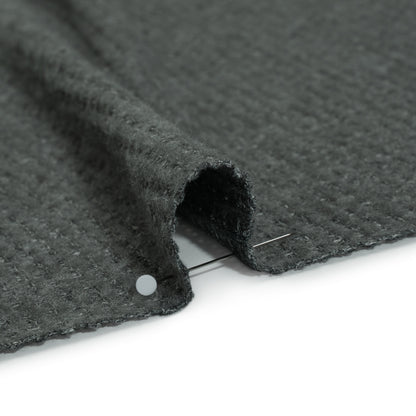 Brushed Stretch Rayon and Polyester Waffle Sweater Knit - Heathered Anthracite Gray - Deadstock