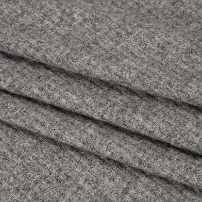 Brushed Stretch Rayon and Polyester Waffle Sweater Knit - Heathered Light Gray - Deadstock Folded