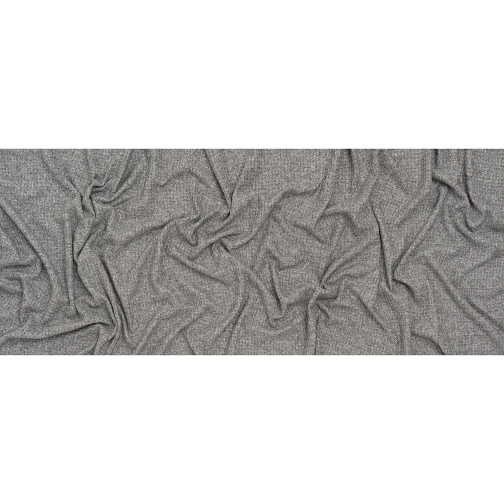 Brushed Stretch Rayon and Polyester Waffle Sweater Knit - Heathered Light Gray - Deadstock Full