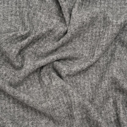 Brushed Stretch Rayon and Polyester Waffle Sweater Knit - Heathered Light Gray - Deadstock