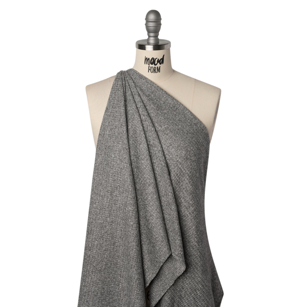Brushed Stretch Rayon and Polyester Waffle Sweater Knit - Heathered Dark Gray - Deadstock Drape