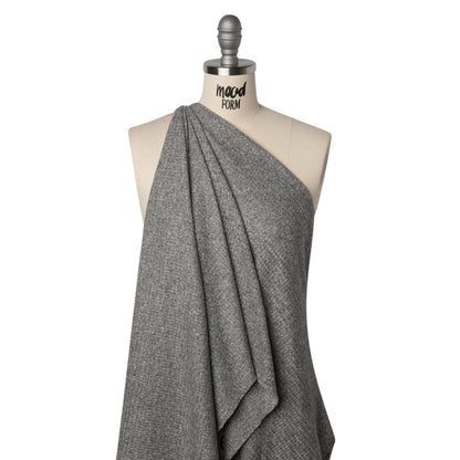 Brushed Stretch Rayon and Polyester Waffle Sweater Knit - Heathered Dark Gray - Deadstock Drape