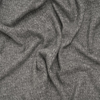 Brushed Stretch Rayon and Polyester Waffle Sweater Knit - Heathered Dark Gray - Deadstock