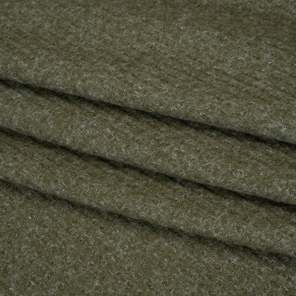 Brushed Stretch Rayon and Polyester Waffle Sweater Knit - Heathered Moss Green - Deadstock