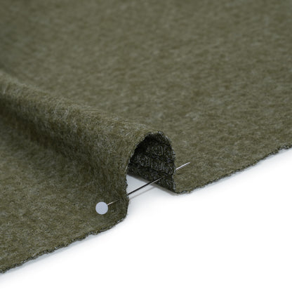 Brushed Stretch Rayon and Polyester Waffle Sweater Knit - Heathered Moss Green - Deadstock