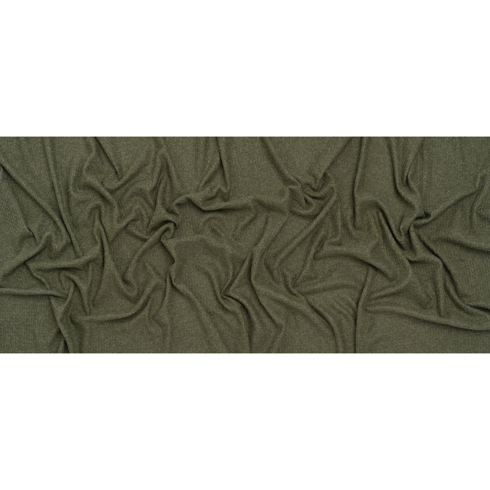 Brushed Stretch Rayon and Polyester Waffle Sweater Knit - Heathered Moss Green - Deadstock - Full