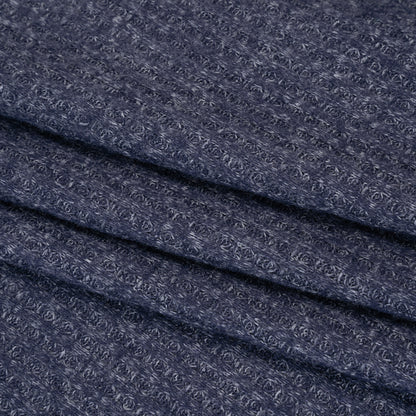 Brushed Stretch Rayon and Polyester Waffle Sweater Knit - Heathered Navy Blue - Deadstock