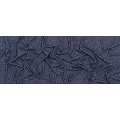 Brushed Stretch Rayon and Polyester Waffle Sweater Knit - Heathered Navy Blue - Deadstock