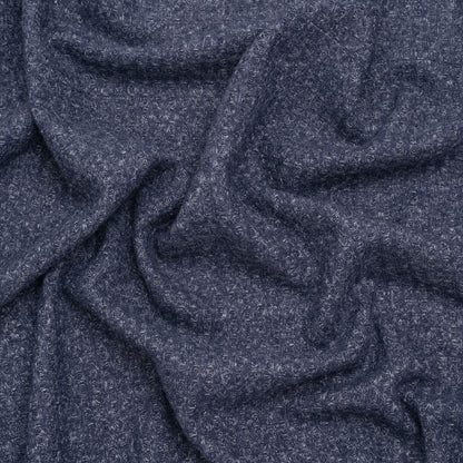 Brushed Stretch Rayon and Polyester Waffle Sweater Knit - Heathered Navy Blue - Deadstock
