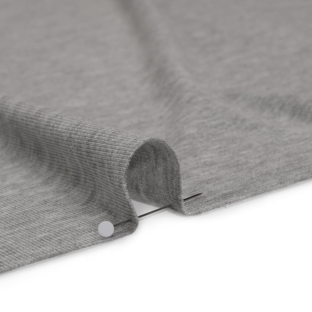 Polyester 1x1 Rib Knit - Heathered Gray - Deadstock - Detail