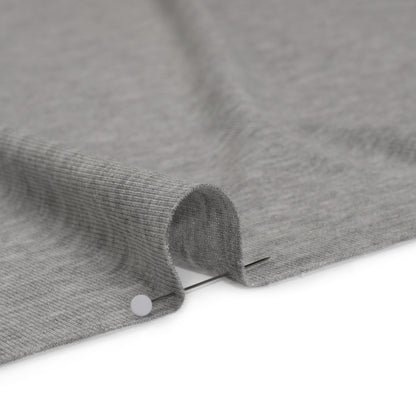 Polyester 1x1 Rib Knit - Heathered Gray - Deadstock