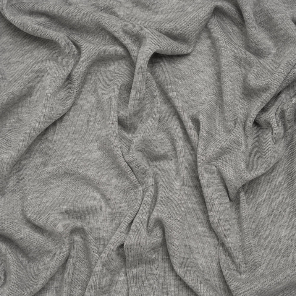 Polyester 1x1 Rib Knit - Heathered Gray - Deadstock