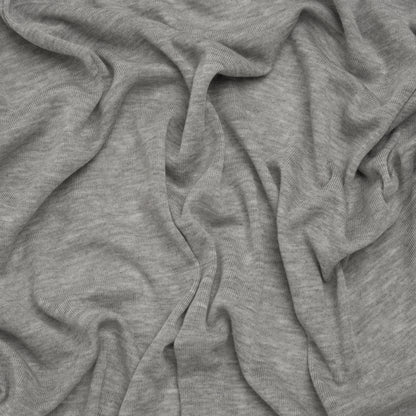 Polyester 1x1 Rib Knit - Heathered Gray - Deadstock