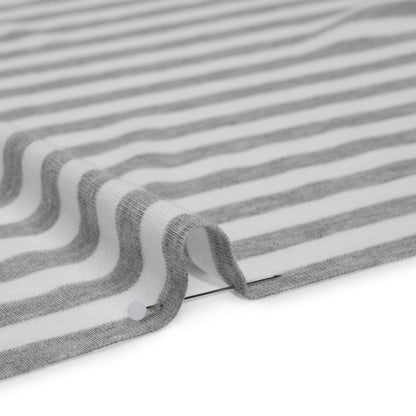 Cotton and Polyester 1x1 Rib Knit - Heathered Gray and White Stripes - Deadstock Detail