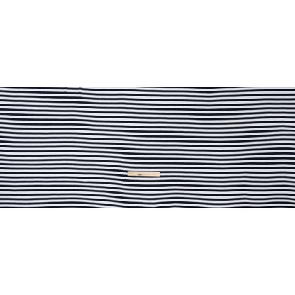 Cotton and Polyester 1x1 Rib Knit - Navy Blue and White Stripes - Deadstock