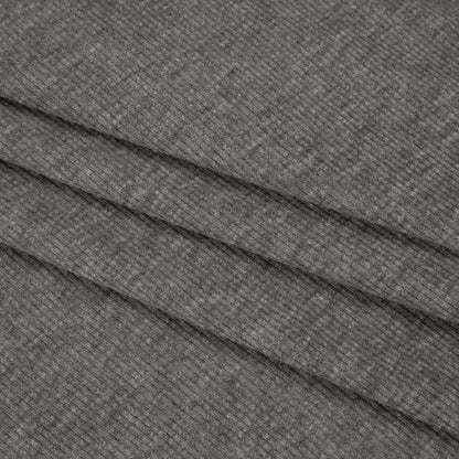 Cotton and Polyester 2x2 Rib Knit - Dark Heathered Gray - Deadstock