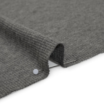 Cotton and Polyester 2x2 Rib Knit - Dark Heathered Gray - Deadstock