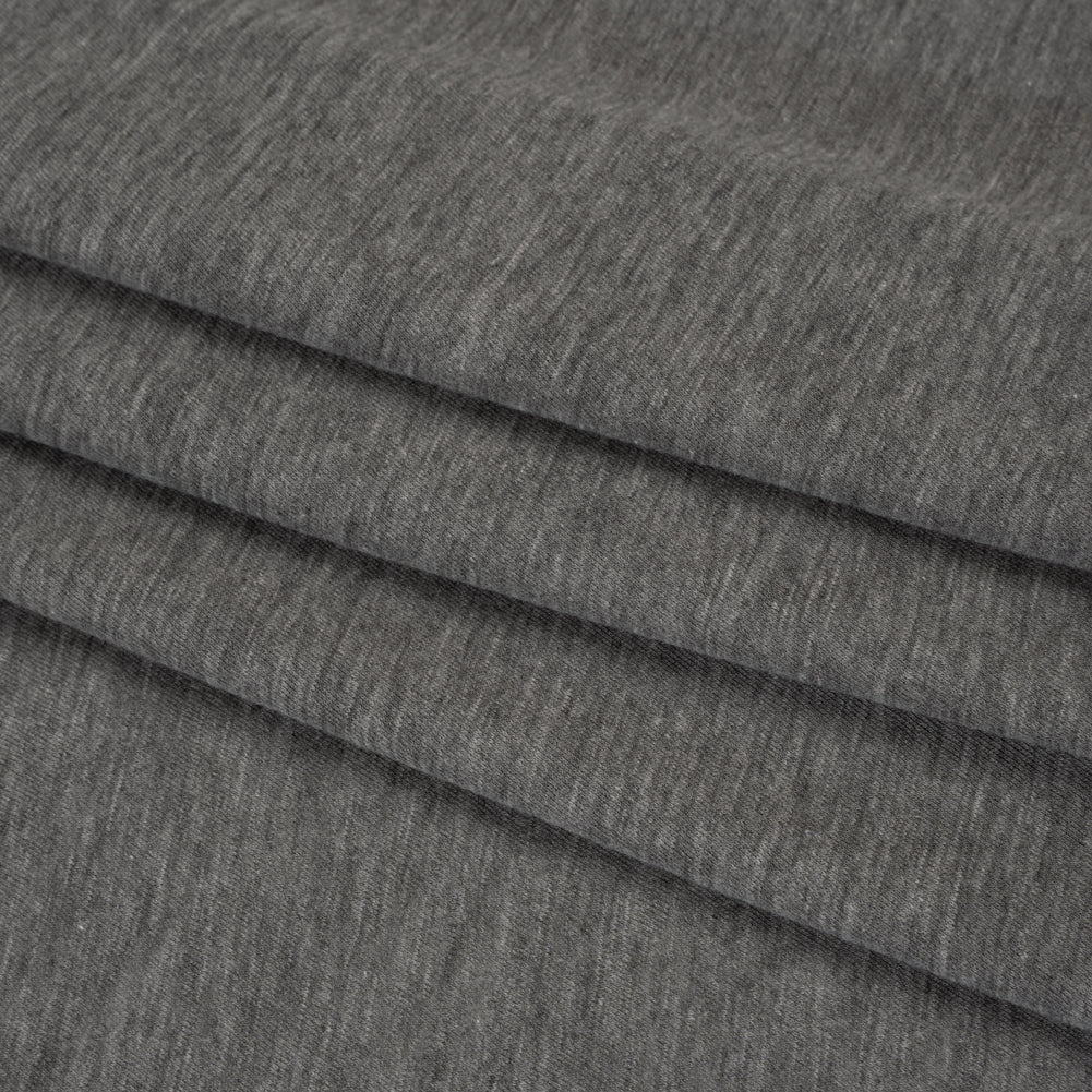 Lightweight Polyester and Cotton Jersey - Heathered Dark Gray - Deadstock - Folded