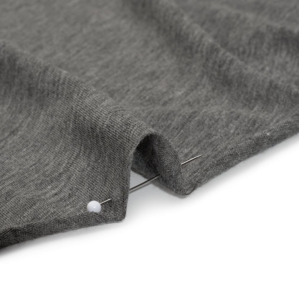 Lightweight Polyester and Cotton Jersey - Heathered Dark Gray - Deadstock - Detail