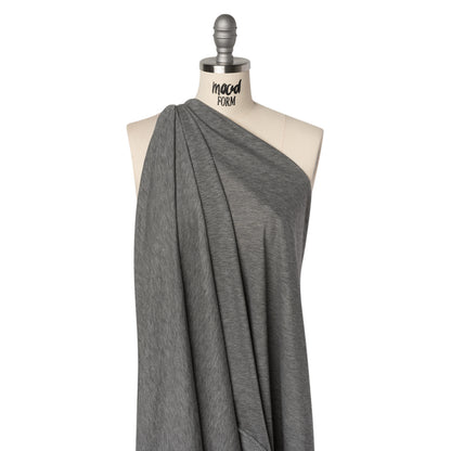 Lightweight Polyester and Cotton Jersey - Heathered Dark Gray - Deadstock