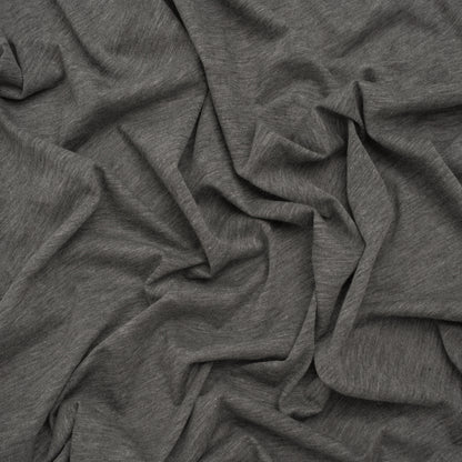 Lightweight Polyester and Cotton Jersey - Heathered Dark Gray - Deadstock