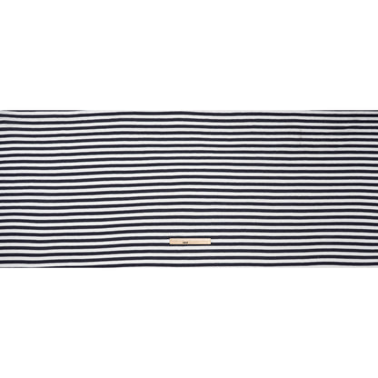 Lightweight Cotton and Polyester Jersey - Navy Blue and White Stripes - Deadstock Full