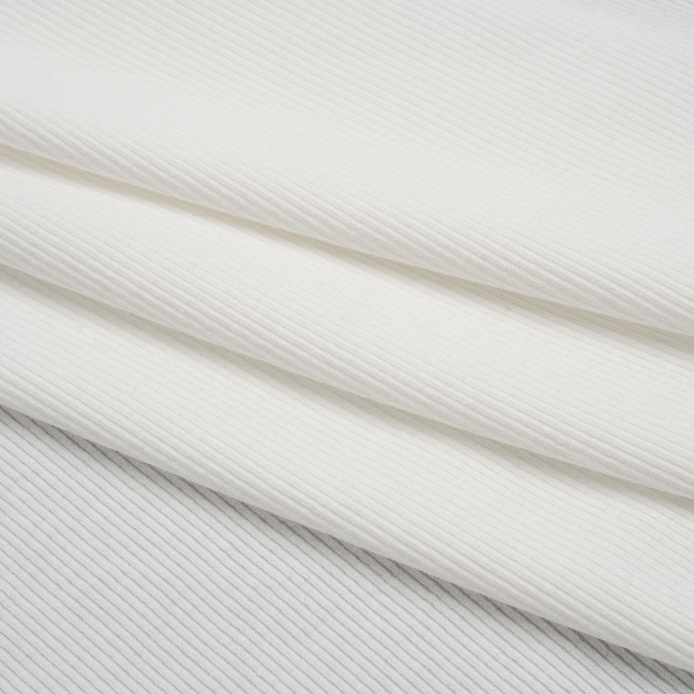 Stretch Cotton 2x2 Rib Knit - White PFD - Deadstock