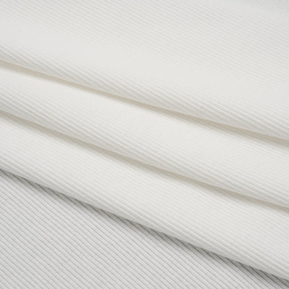 Stretch Cotton 2x2 Rib Knit - White PFD - Deadstock