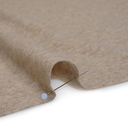 Lightweight Polyester 1x1 Rib Knit - Oatmeal - Deadstock