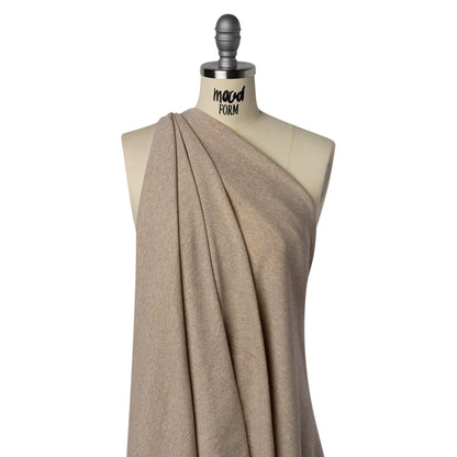 Lightweight Polyester 1x1 Rib Knit - Oatmeal - Deadstock