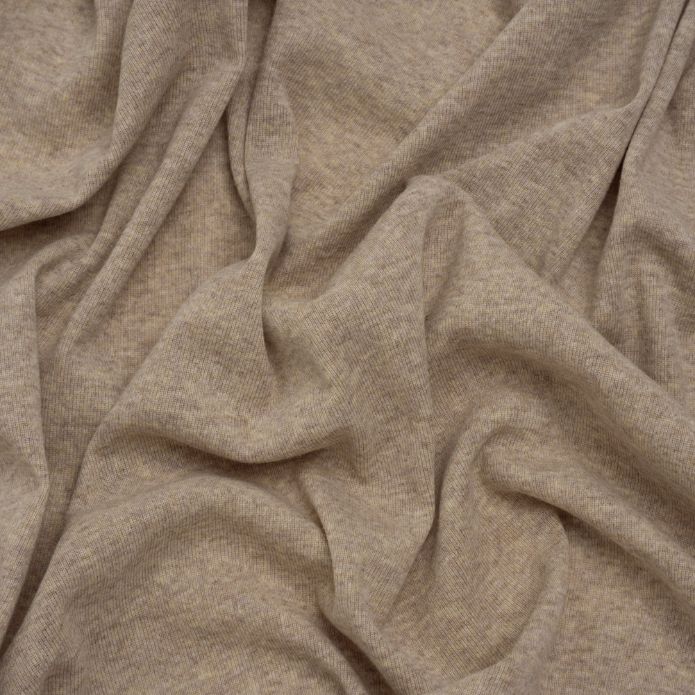 Lightweight Polyester 1x1 Rib Knit - Oatmeal - Deadstock