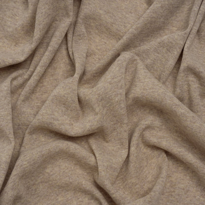 Lightweight Polyester 1x1 Rib Knit - Oatmeal - Deadstock