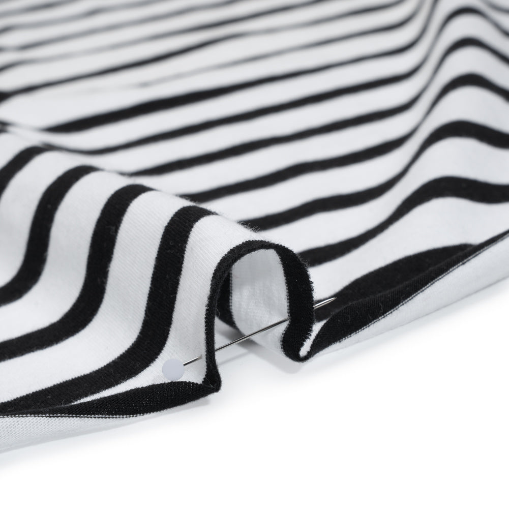 Cotton and Polyester Jersey - Black and White Stripes - Deadstock