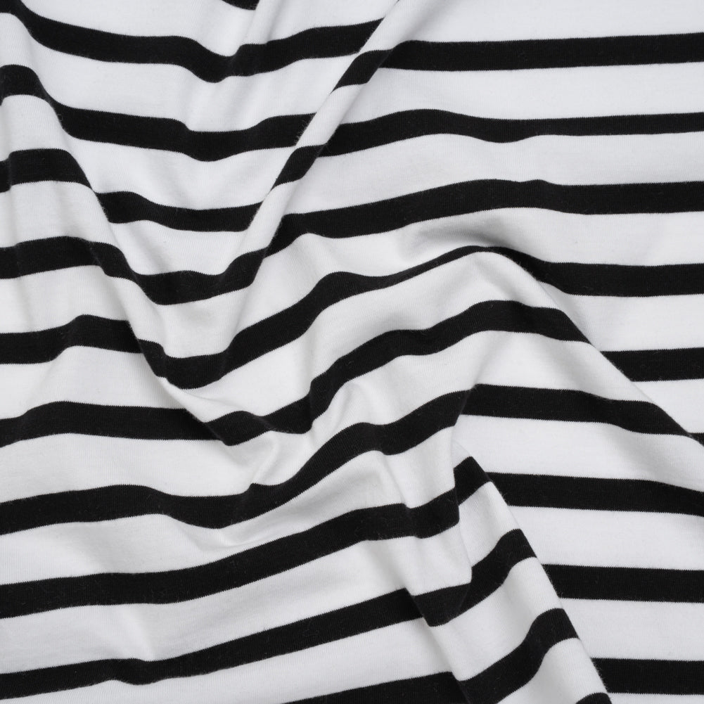 Cotton and Polyester Jersey - Black and White Stripes - Deadstock