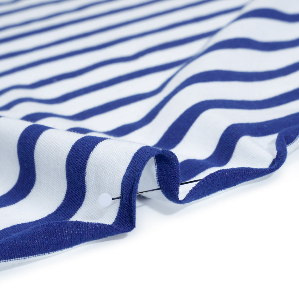 Cotton and Polyester Jersey - Blue and White Stripes - Deadstock Detail