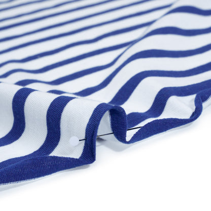 Cotton and Polyester Jersey - Blue and White Stripes - Deadstock Detail