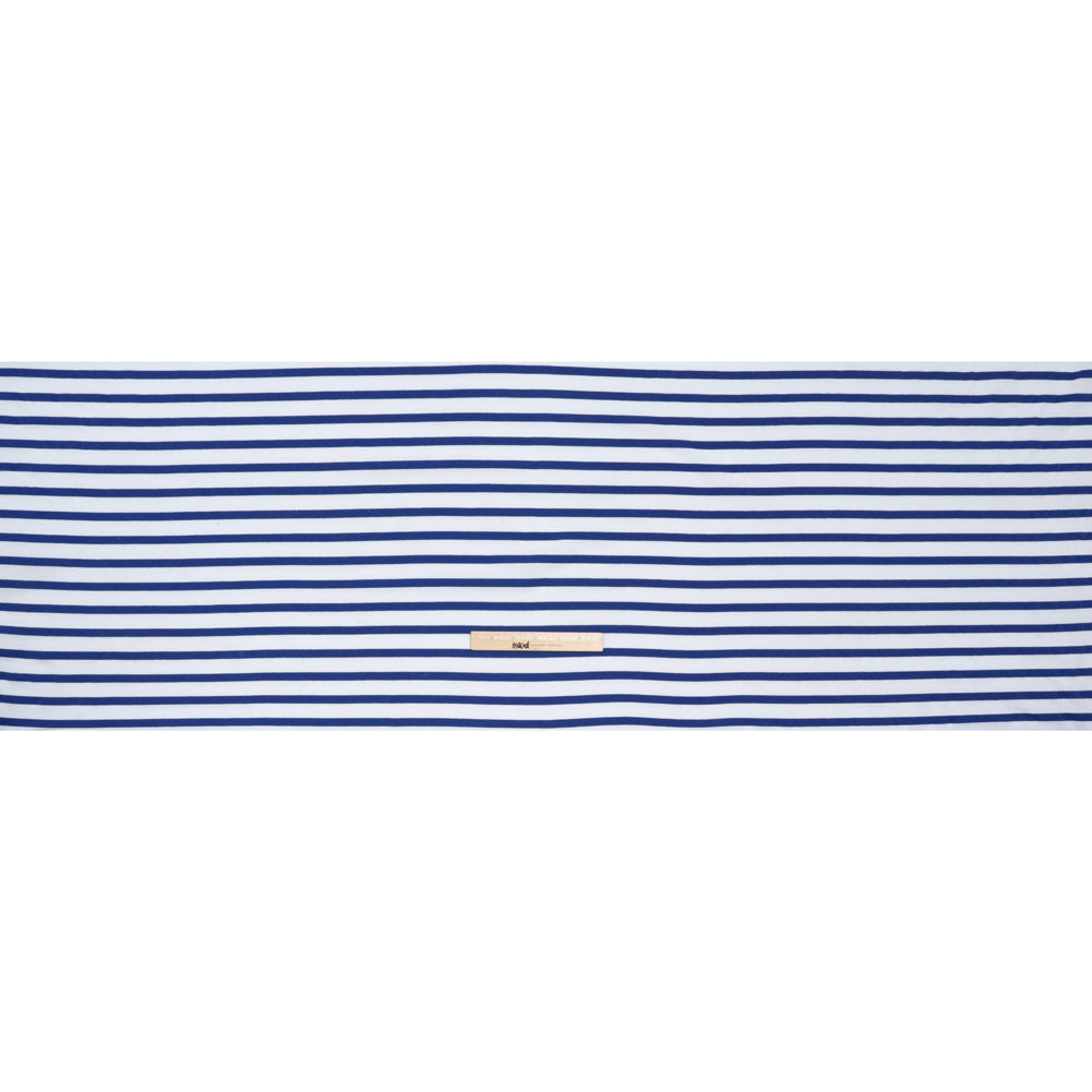 Cotton and Polyester Jersey - Blue and White Stripes - Deadstock Full