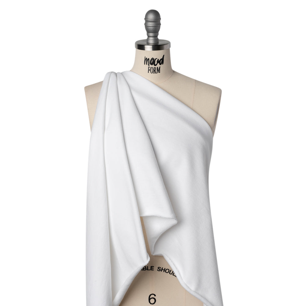 Cotton Brushed French Terry Sweatshirt Fleece - White - Deadstock - Drape