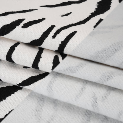 Cotton Brushed French Terry Sweatshirt Fleece - Black and White Zebra Stripes - Deadstock Folded