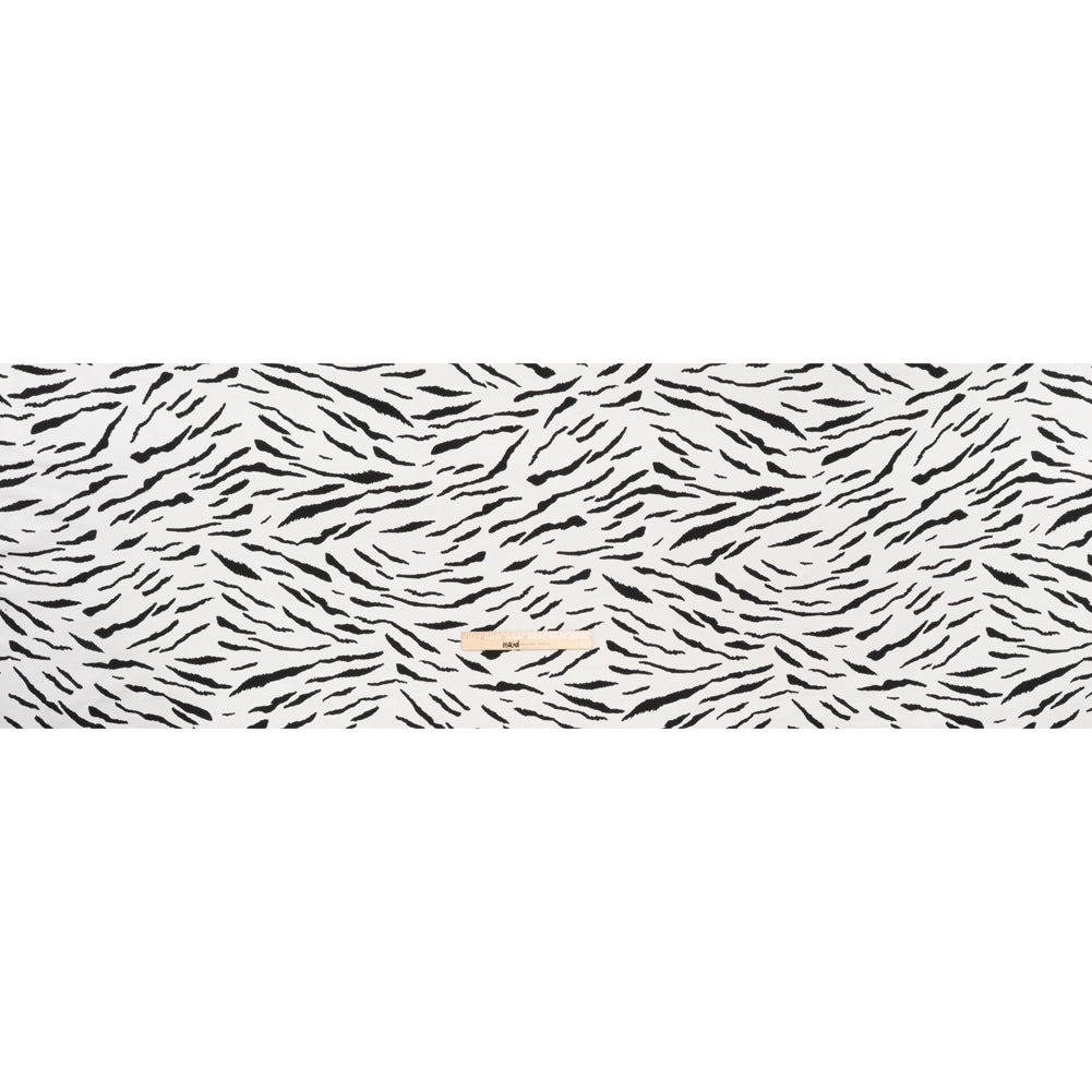 Cotton Brushed French Terry Sweatshirt Fleece - Black and White Zebra Stripes - Deadstock Full