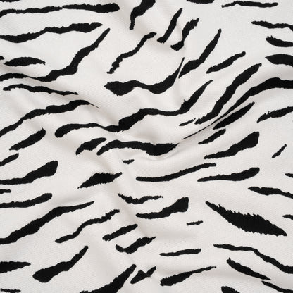 Cotton Brushed French Terry Sweatshirt Fleece - Black and White Zebra Stripes - Deadstock