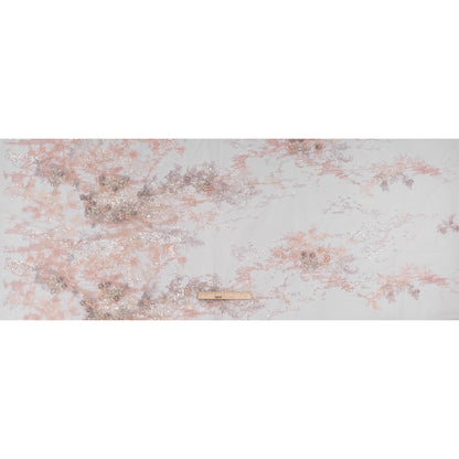 Beaded and Embroidered Tulle with 3D Appliques - Beige and Pink Floral Reflections - Full
