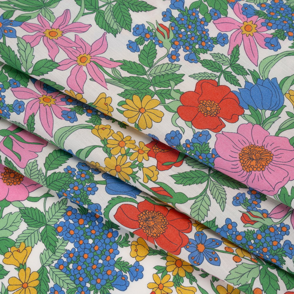 Liberty Fabrics Tana Lawn® - Clarabell Multi Bright - Red, Blue and Yellow Floral Detail