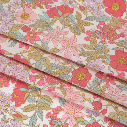 Liberty Fabrics Tana Lawn® - Clarabell Pink - Light Pink, Olive Green and Pale Purple Floral
