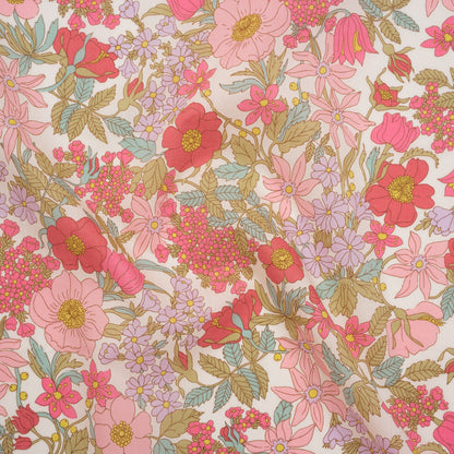 Liberty Fabrics Tana Lawn® - Clarabell Pink - Light Pink, Olive Green and Pale Purple Floral